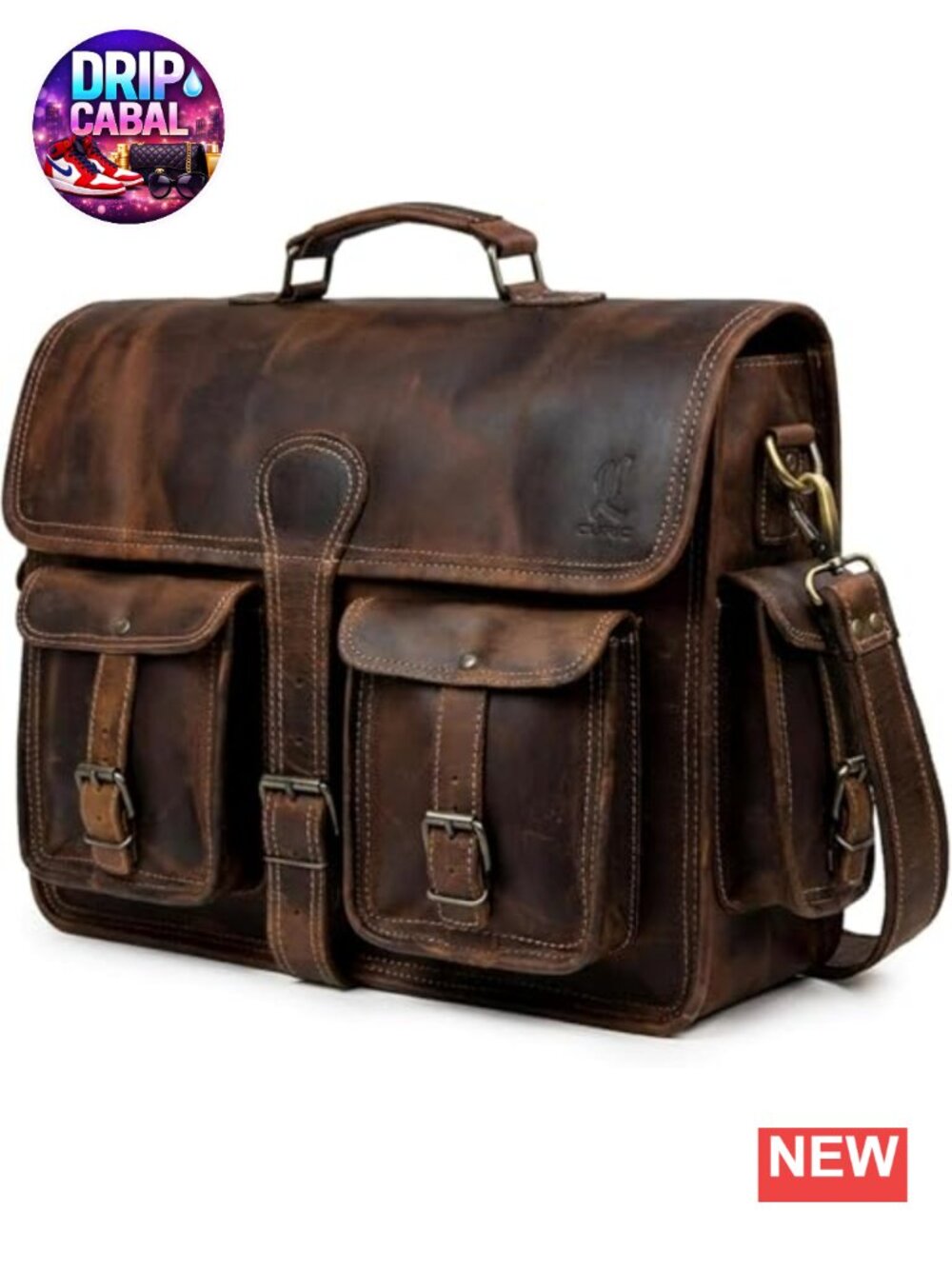 Full Grain Leather Laptop Messenger Bag 14 Inch Crossbody Satchel